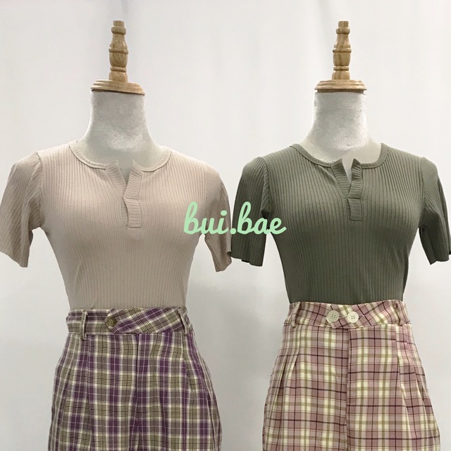 [HCM]Áo crop top phối cổ V anh that(kèm video)