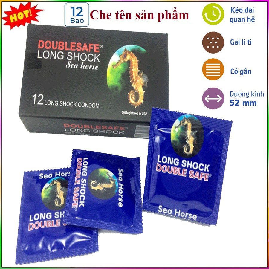 Bao cao su Double Safe Long shock kéo dài thời gian 12 bao