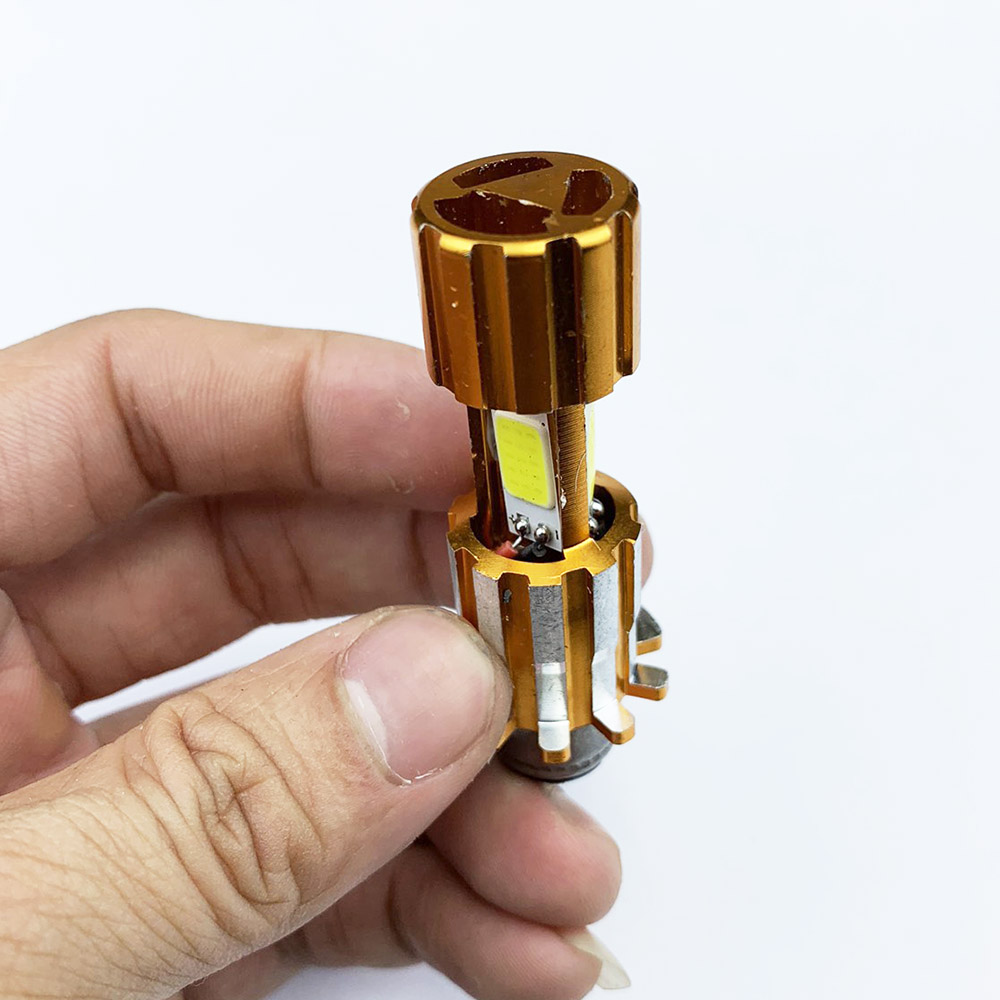 [HCM]Đèn Pha Cob 3 Tim M5 ( vỏ cam) Gắn Xe Đời Cũ [ Sáng Trắng ]