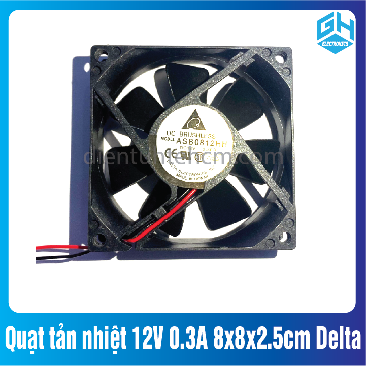 Quạt tản nhiệt 12V 0.3A 8x8x2.5cm Delta