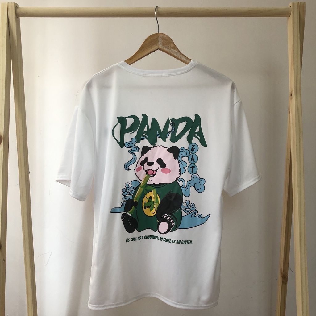 Áo thun tay lỡ unisex GẤU TRÚC PANDA thiết kế dày dặn - Áo phông nữ form rộng cho cặp đôi phong cách hàn quốc LARIVN