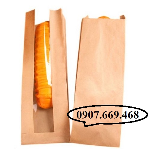 Túi giấy đựng bánh mì có cửa sổ kiếng ( combo 100 cái )