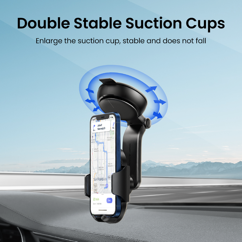 UGREEN Car Phone Mount Cellphone Holder for Car Windscreen Mobile Dashboard Mount Gravity Suction Cup Sticky Cradle Long Arm Clamp Stand Model：20473