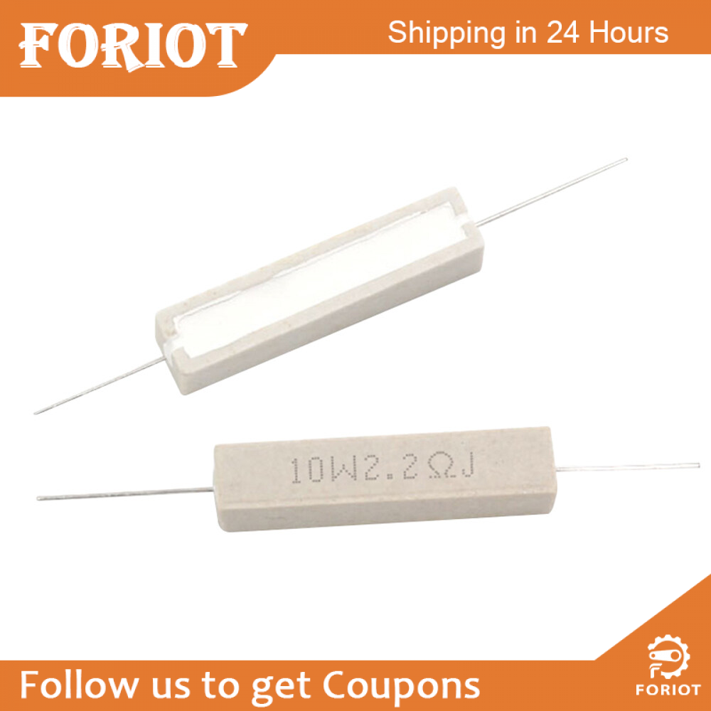 Foriot 10Pcs Điện Trở Bằng Gốm Và Xi Măng 10W 10 Ohm Resistance 5% Dây Gốm Vết Thương Điện Trở Điện