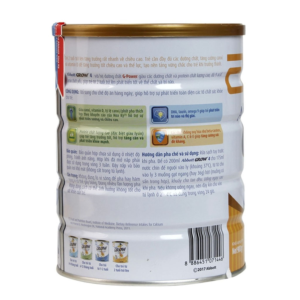 Sữa Bột Abbott Grow 2+ - Hộp 850g (Ước muốn Cao hơn, Thông Minh hơn)
