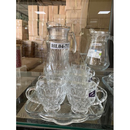 Bộ bình ly cốc thủy tinh kèm khay trắng