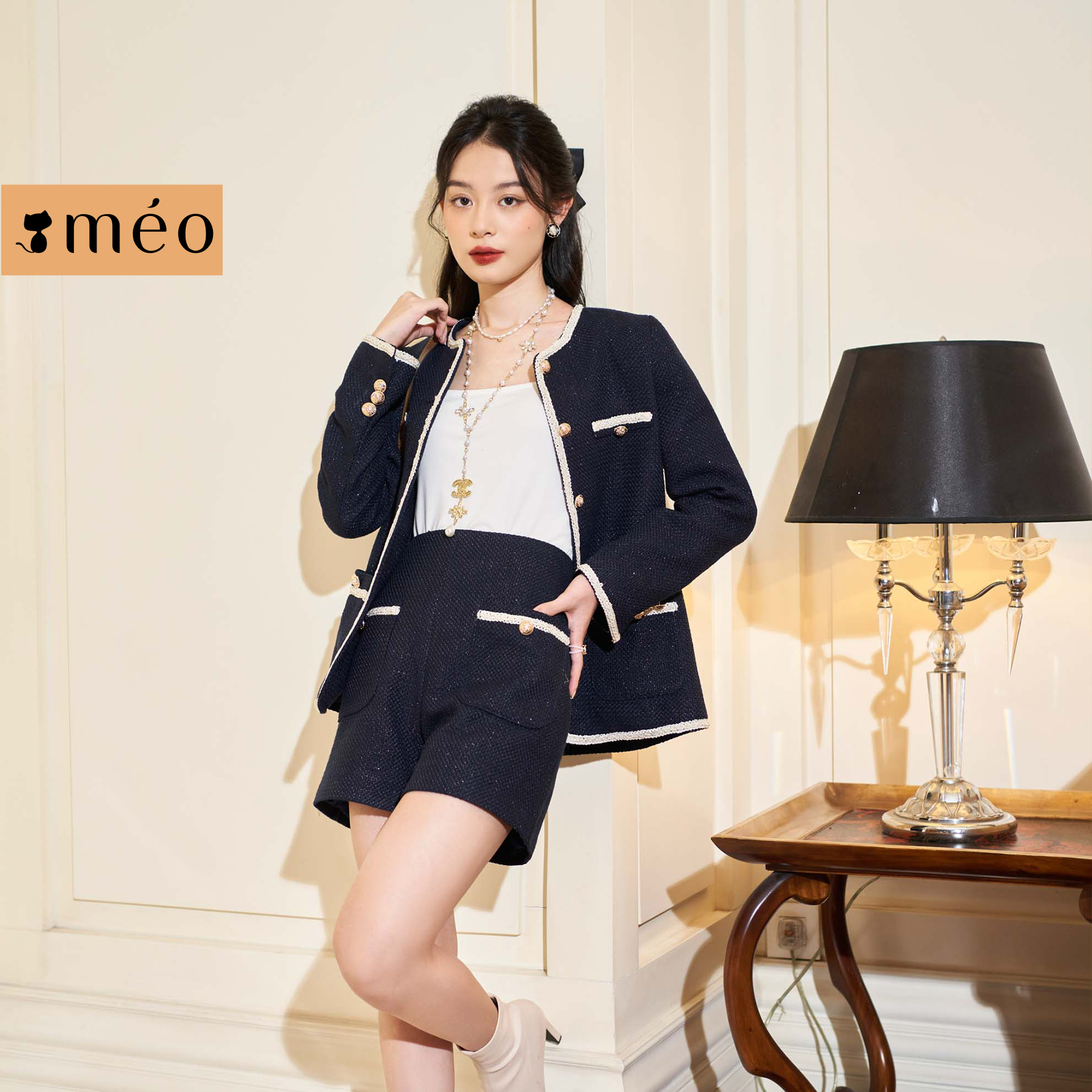 [Chỉ 10-12.10 Mua 2 giảm 6%, mua 3 giảm 9%] Quần short dạ tweed Destiny [ Méo shop ]