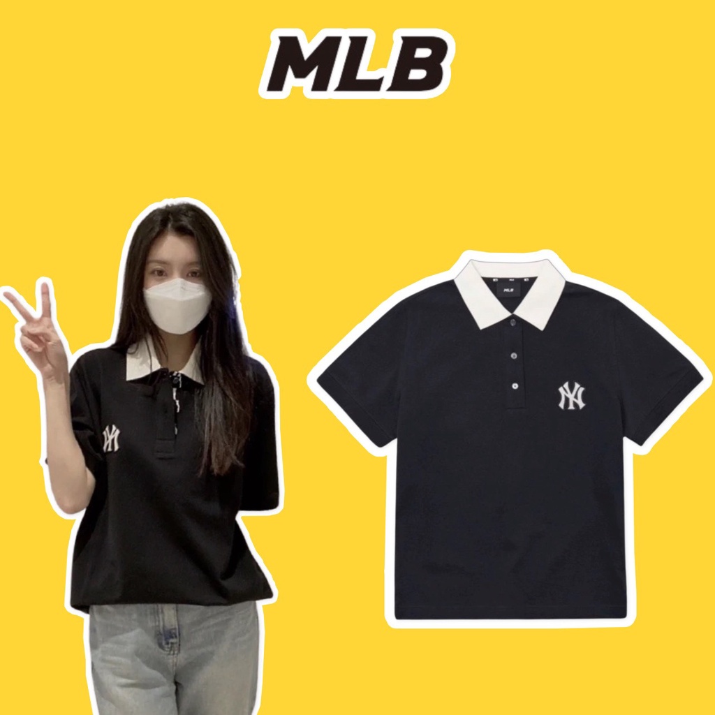 Polo NY MLB Basic unisex nam nữ in hình Monogram Mega-Logo cá tính