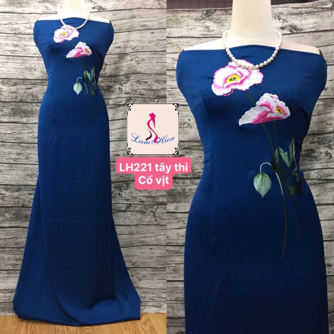 Vải áo dài lụa tây thi bông thêu LH221