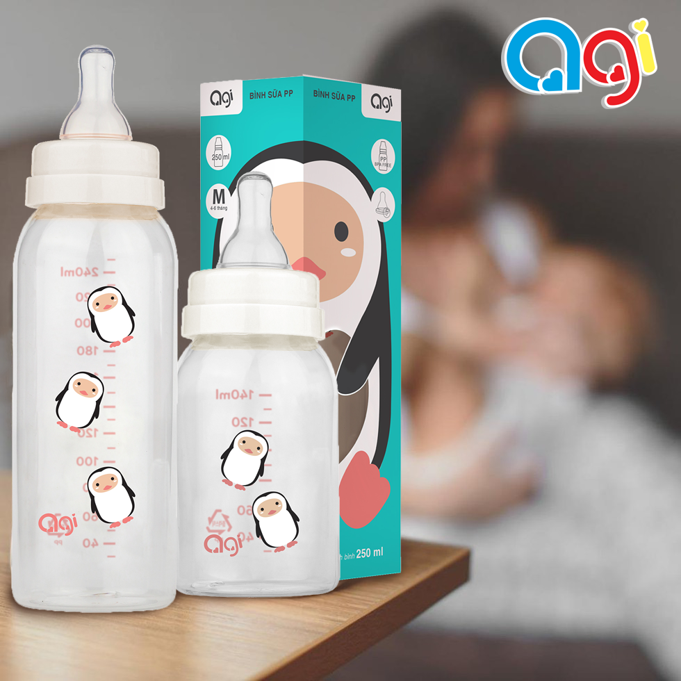 [HCM]Bình Sữa Agi Cổ Hẹp Nhựa PP  60ml - 140ml - 250ml (Mẫu Mới)