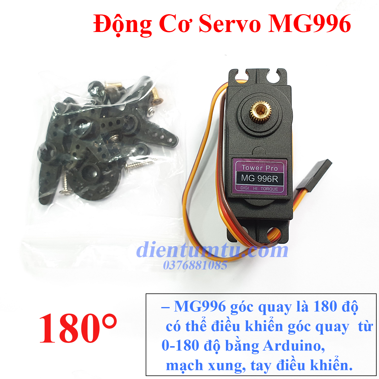 Động cơ rc servo mg996 mg996r 180 độ, 360 độ