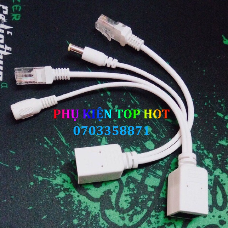 Bộ cáp truyền tín hiệu Jack POE cho Camera IP, Balun chuyển đổi nguồn