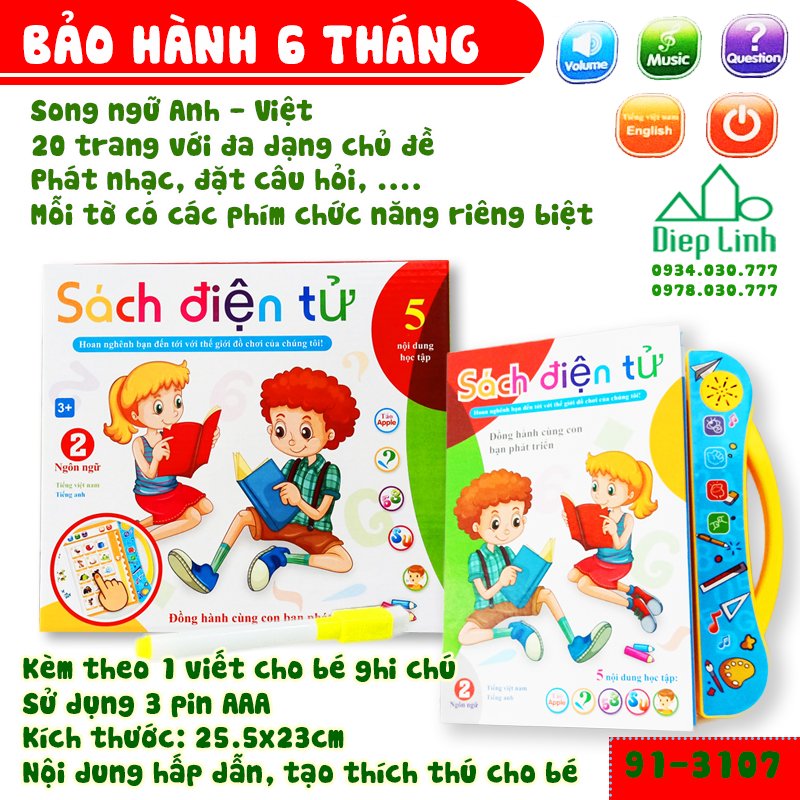 [HCM]Sách Điện Tử Thông Minh Cho Bé - Sách Song Ngữ Cho Bé - Phù Hợp Cho Trẻ Từ 2-7 Tuổi Diệp Linh