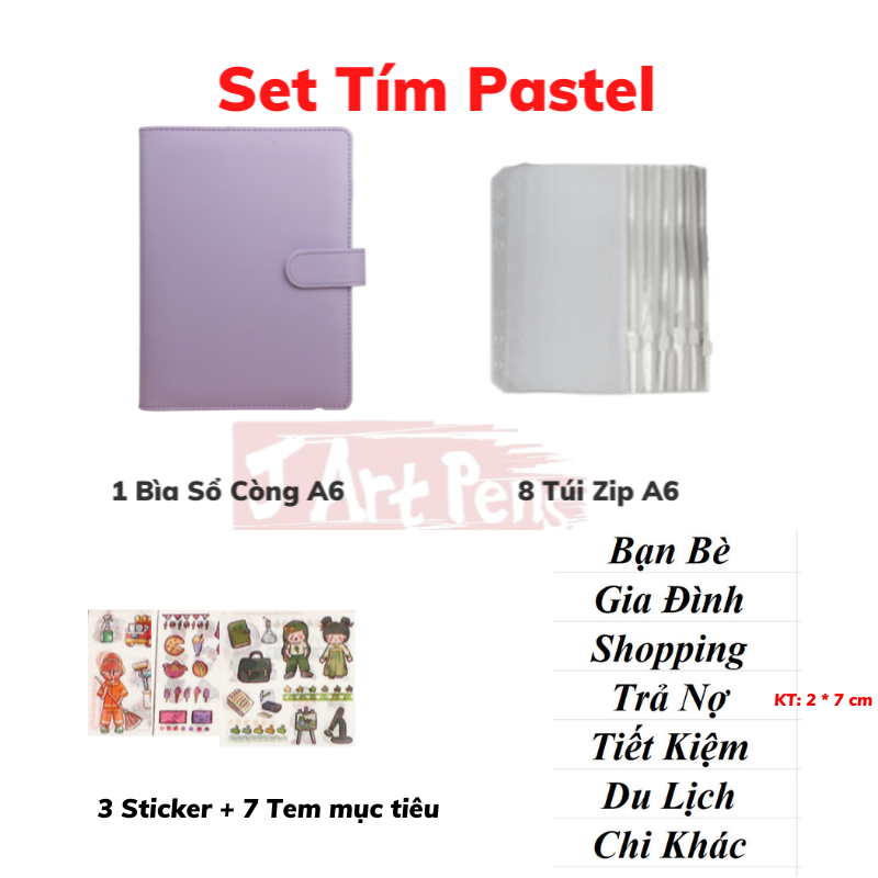 Set sổ tiết kiệm size a6 sổ còng bìa da sổ chi tiêu màu pastel hồng xanh vàng tím