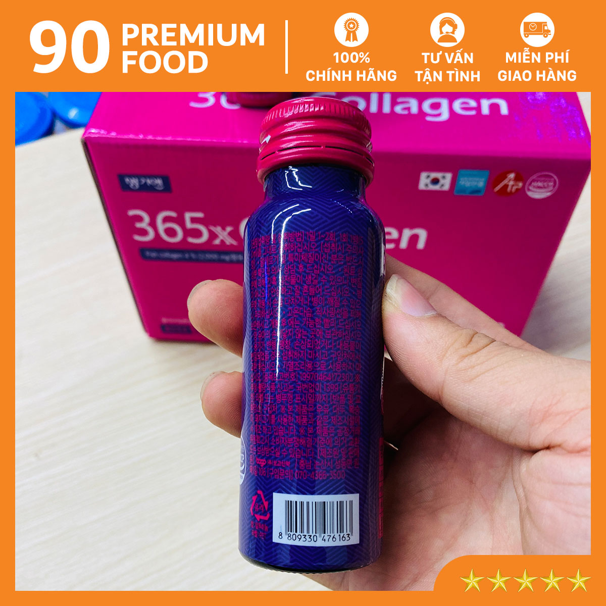 Collagen thủy phân 365x Bogo Hàn Quốc (Hộp 10 chai)