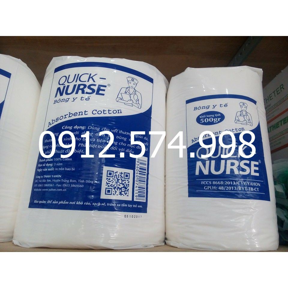 Bông y tế (Bông gòn) QUICK NURSE 500g; 1kg