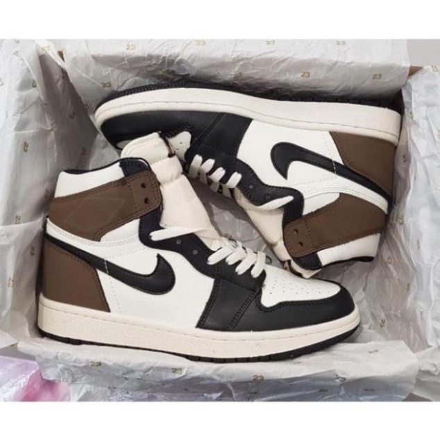 Giày jodan 𝐜ổ 𝐜𝐚𝐨 ⚡️𝐅𝐑𝐄𝐄 𝐒𝐇𝐈𝐏⚡️ GiàyNjke Full Màu Nâu đen cổ cao hàng cao cấp nam nữ full box TẶNG Keo Dán Giày S