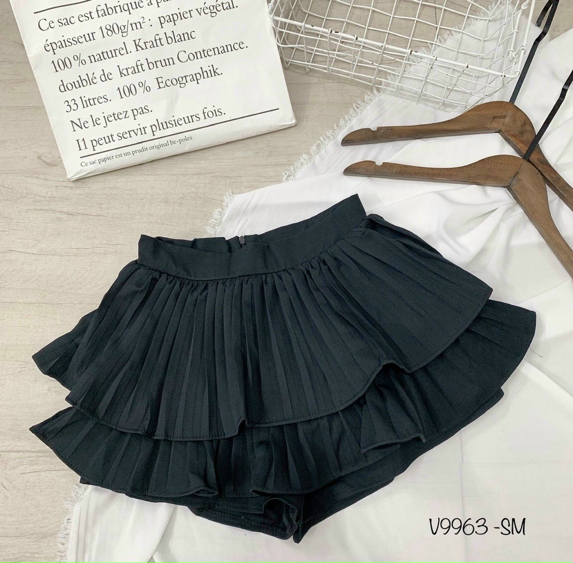 [HCM]chân váy xếp ly hai tầng có quần trong chất vải tuyết mưa dày dặn xịn xò siêu đẹp hàng chuẩn shop m00824