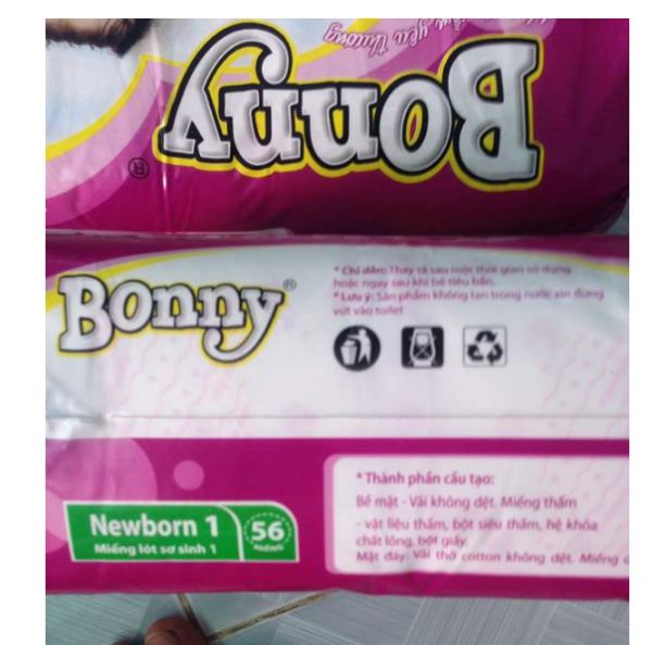 Miếng lót BONNY Newbom1  56 miếng dùng cho trẻ sơ sinh
