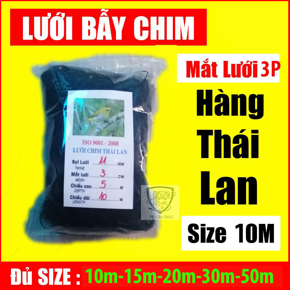 Lưới Bẫy Chim Sẻ Chim Khuyên Cao Vẹt MẮT 3CM - Lưới Bẫy Chim Cao 5m 4 dây 3 túi dài 10m 20m 30m 50m.