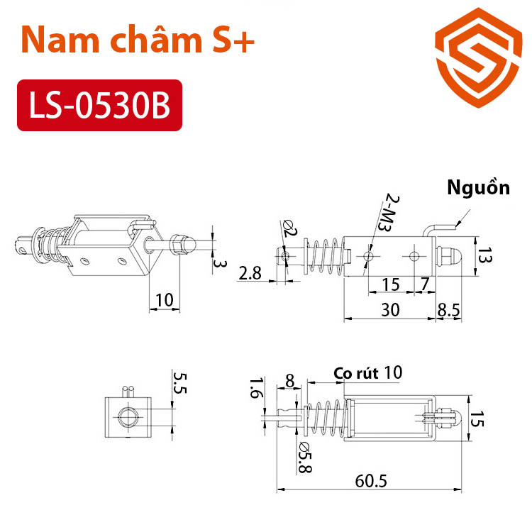 Khóa cửa nam châm điện LS-0530B 12V 24V (chốt điện)