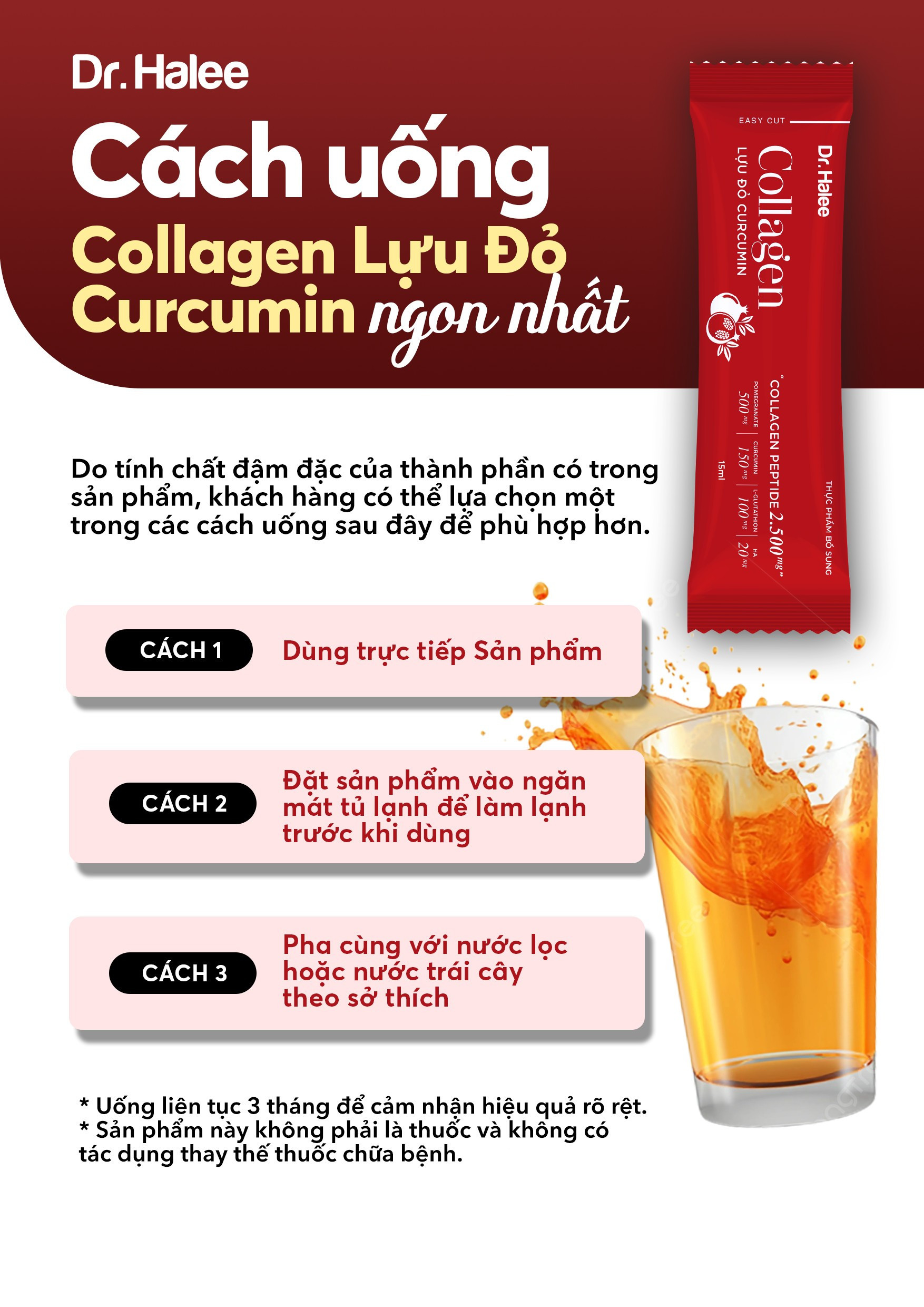 Nước Uống Collagen Lựu Đỏ Curcumin Dr Halee