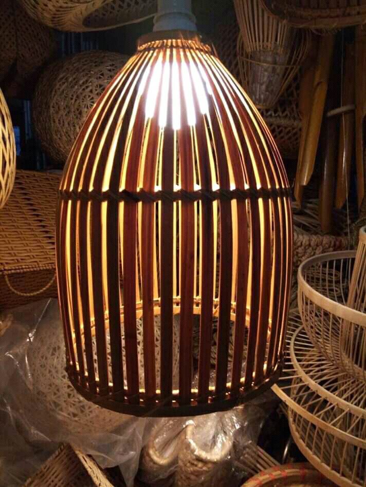 Đèn mây tre nan hình nơm khum 25*33cm