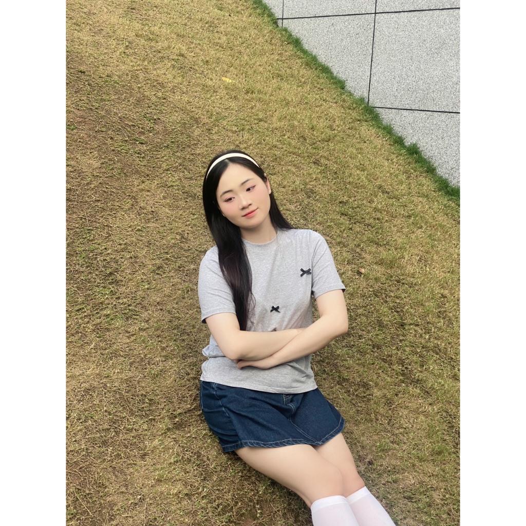Áo babytee trơn phối đính nơ BIGSIZE (55kg đến 95kg) - 24YAP36 - [BU Bigsize Young]