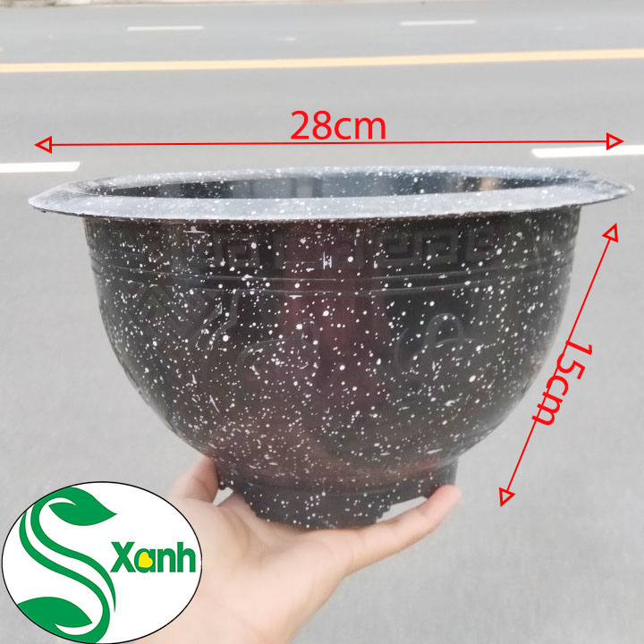 Bộ 5 chậu nhựa đen giả đá T28 (280x150)