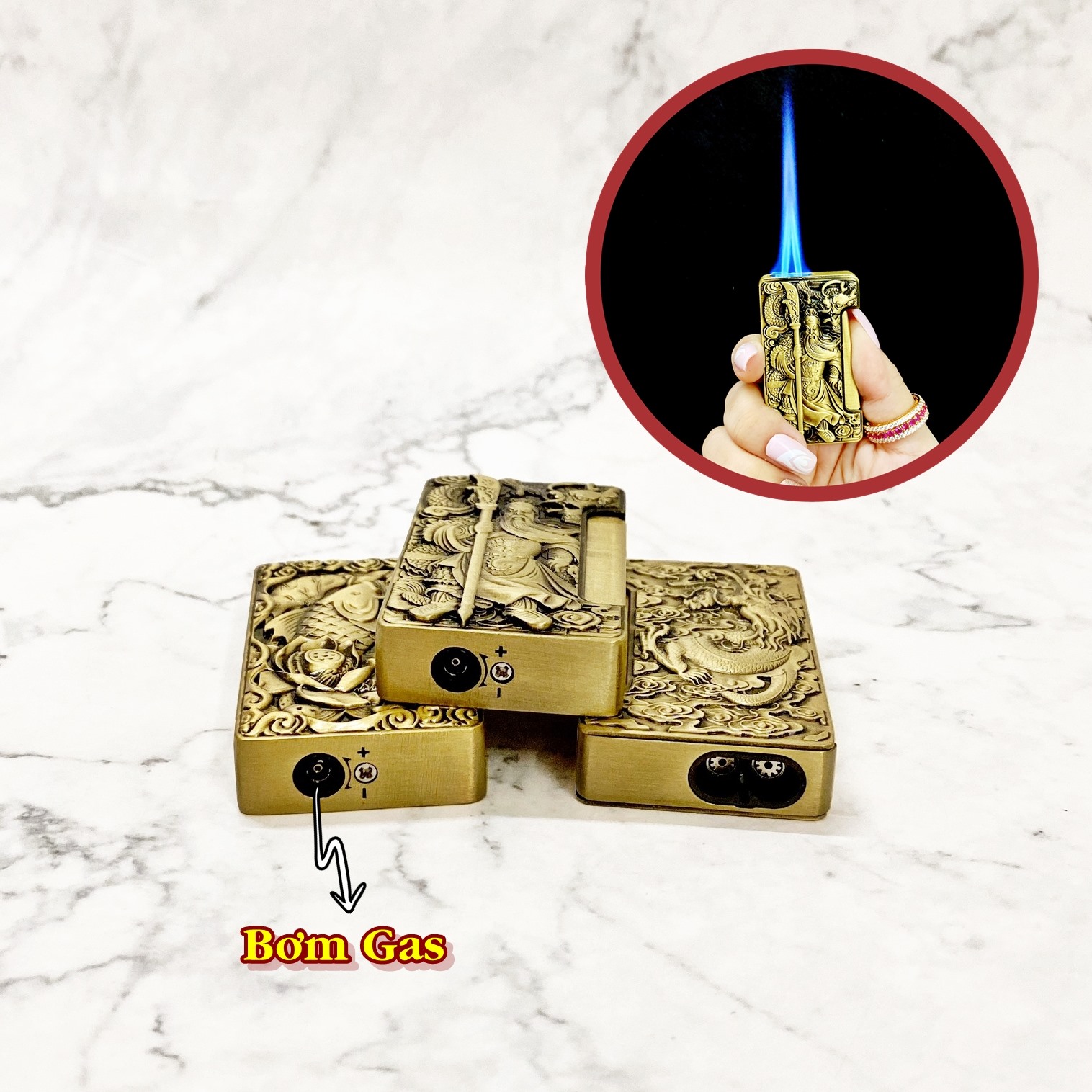 BẬT LỬA KHÈ 2 TIA - BẤM NGANG HÌNH NỔI CÁC KIỂU - (XÀI GAS)