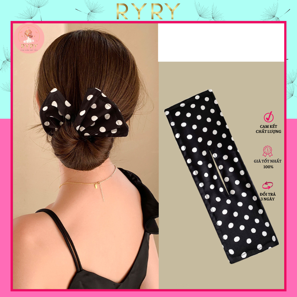 Thanh búi tóc nơ vải hàn quốc thanh búi quấn tóc cho nữ tạo hình nơ hot trend