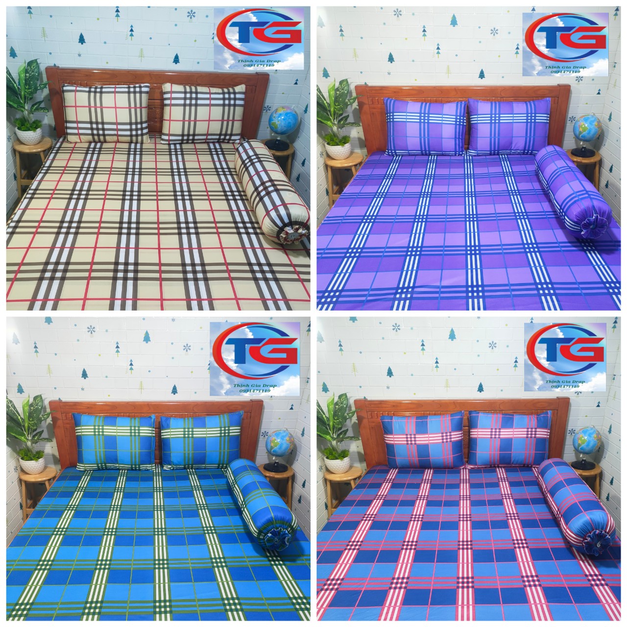 Bộ drap 4 món Thun Việt Nam(giao ngẫu nhiên màu gần giống mẫu)
