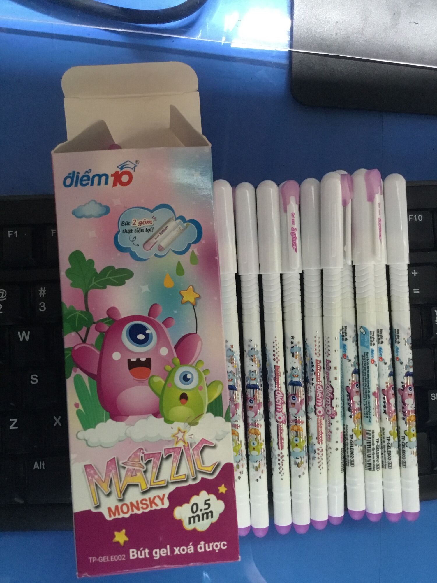 Combo 10 bút gel xoá được thiên long điểm 10 tp-gele002 màu tím
