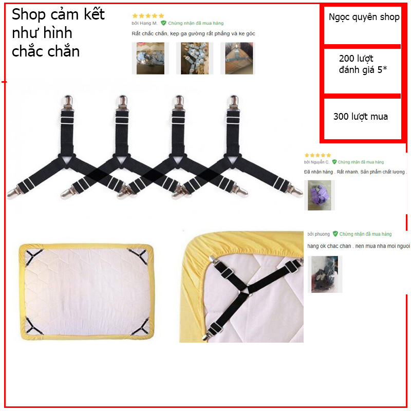 Set 4 kẹp ga giường tiện dụng