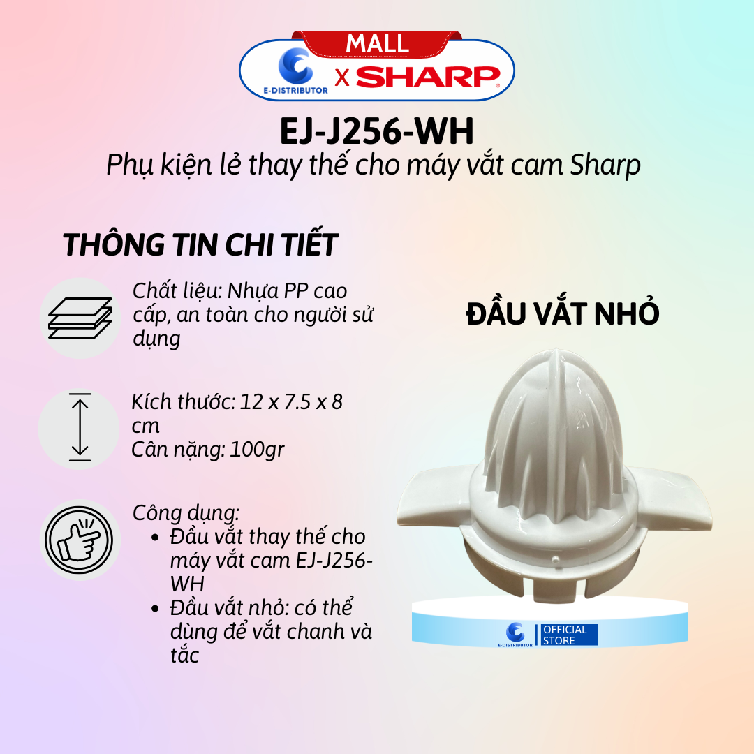 Phụ kiện máy vắt cam Sharp EJ-J256-WH (đầu vắt, khay lọc, ca chứa..) - Hàng chính hãng