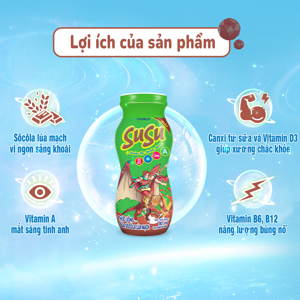 2 Thùng Sữa Socola Lúa Mạch SuSu Chai 80ml - 48 chai/Thùng