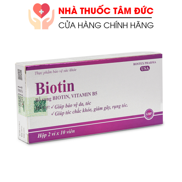 [HCM]Viên uống bổ sung Biotin Vitamin B5 giúp tóc chắc khỏe giảm gãy rụng tóc bảo vệ da tóc - Hộp 20 viên nhập khẩu