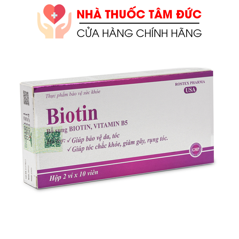 [HCM]Viên uống bổ sung Biotin Vitamin B5 giúp tóc chắc khỏe giảm gãy rụng tóc bảo vệ da tóc - Hộp 20 viên