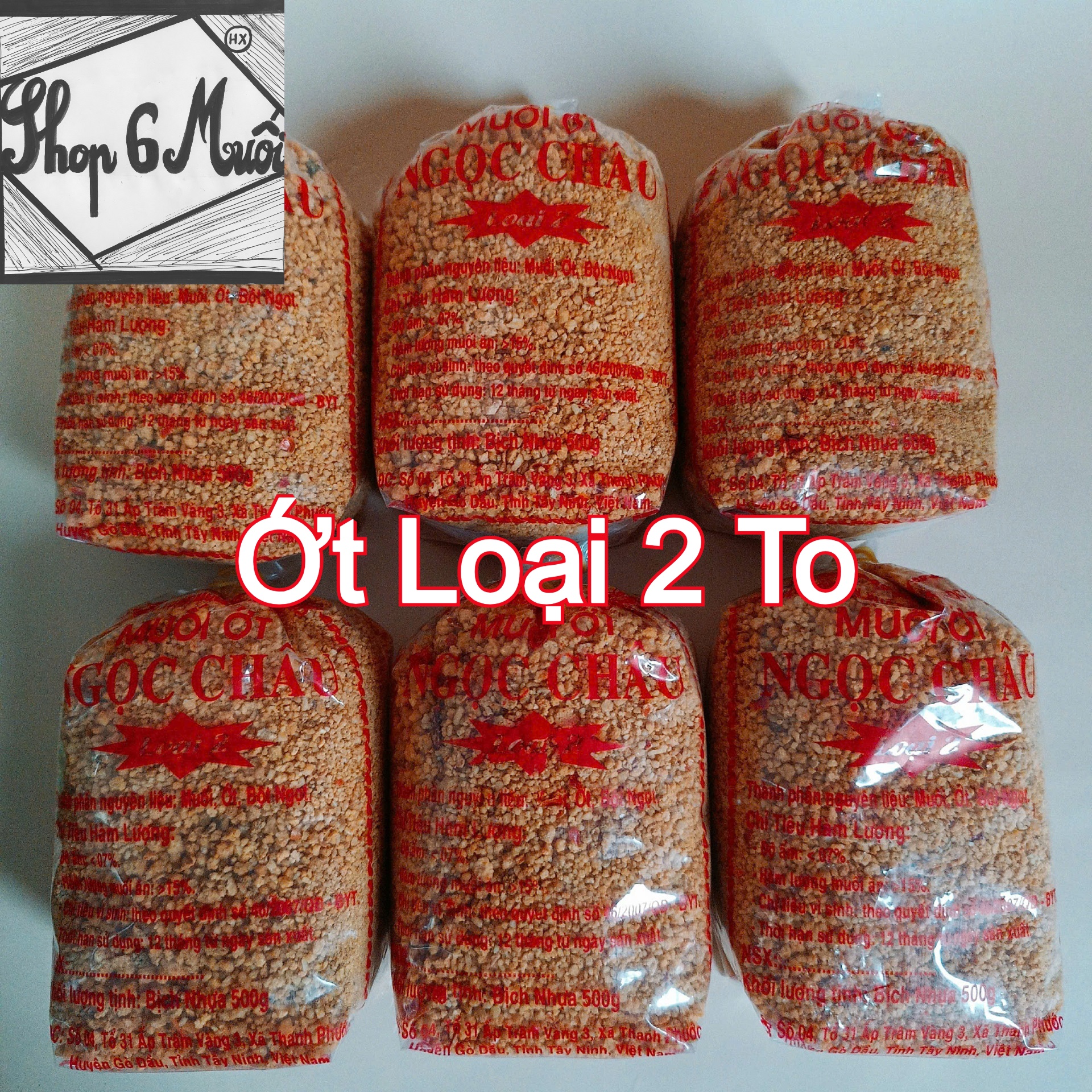 (1kg) Muối ớt Tây Ninh Ngọc Châu loại 2 to (chay mặn đều dùng được) (2 túi 500gr)