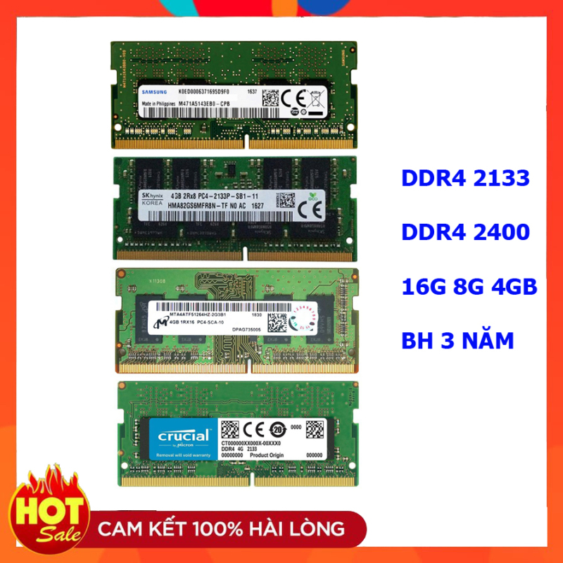 Ram laptop DDR4 4GB Bus 2133 Samsung Hynix Micron Elpida Kingston...