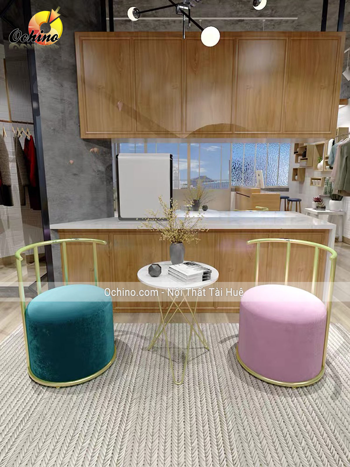 (FREE SHIP) Ghế Sofa Nhỏ Có Tựa Lưng Phong Cách Bắc Âu Để Phòng Ngủ Hoặc Quấn Quần Áo (Đệm Đủ Màu)