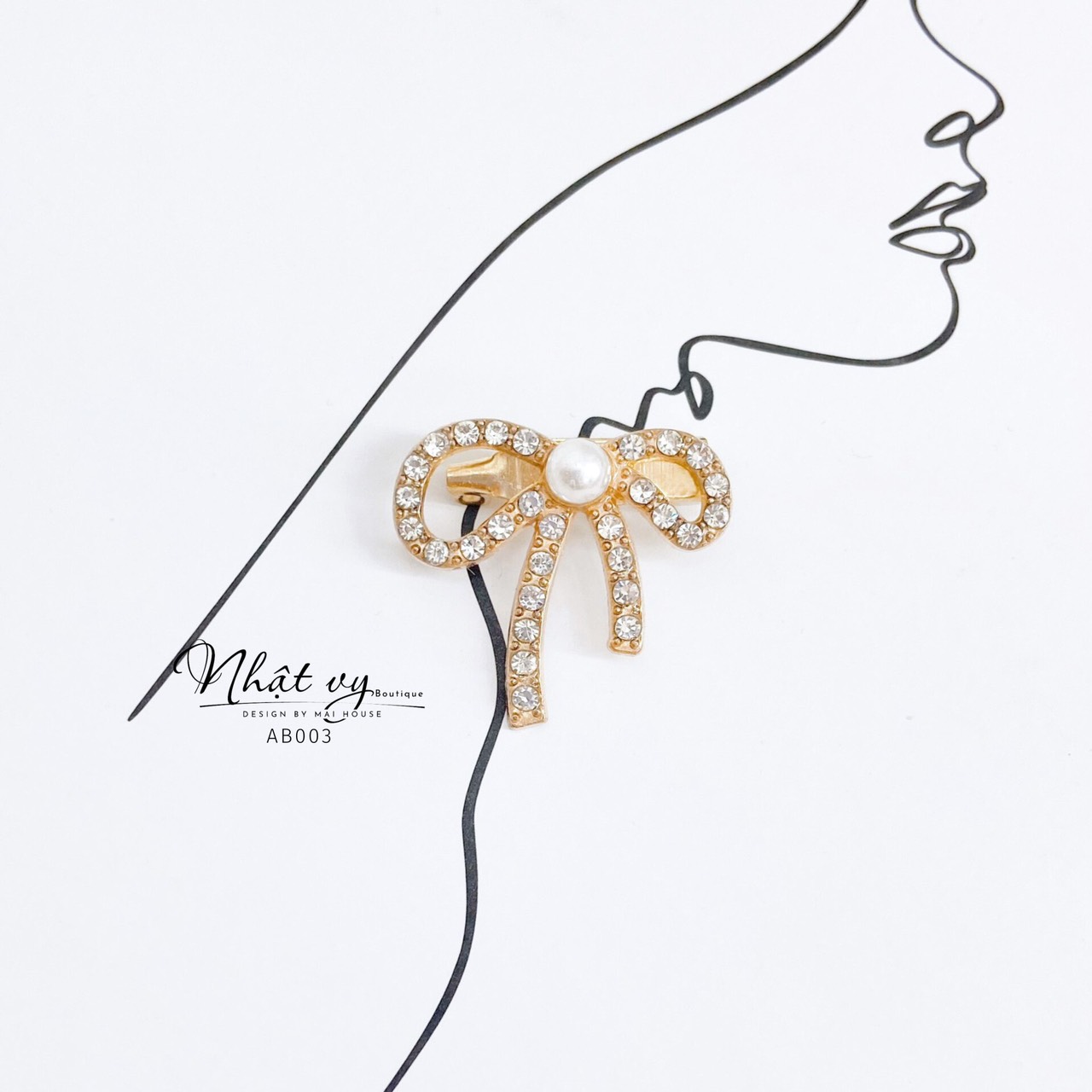 Cài áo nơ nhỏ nhật vy đính đá thời trang - ab003