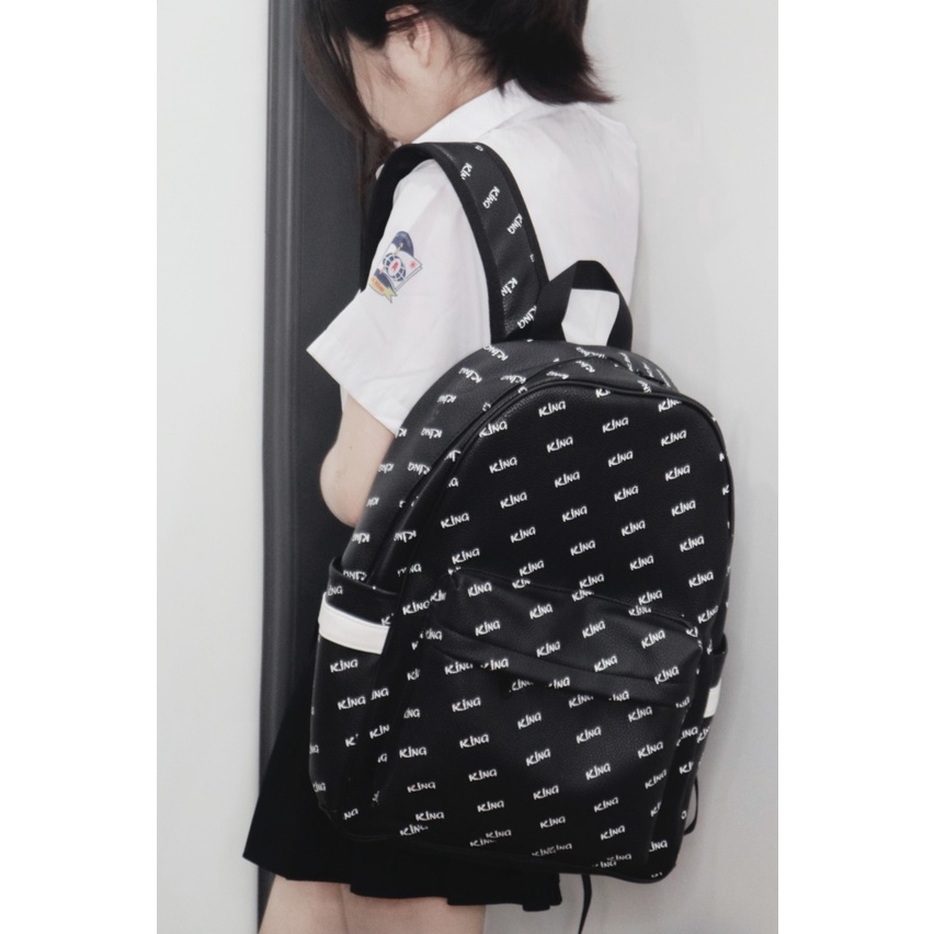 [FREESHIP MAX] Balo Da Backpack Unisex Chống Nước Balo Backpack King 2-Màu Đen king