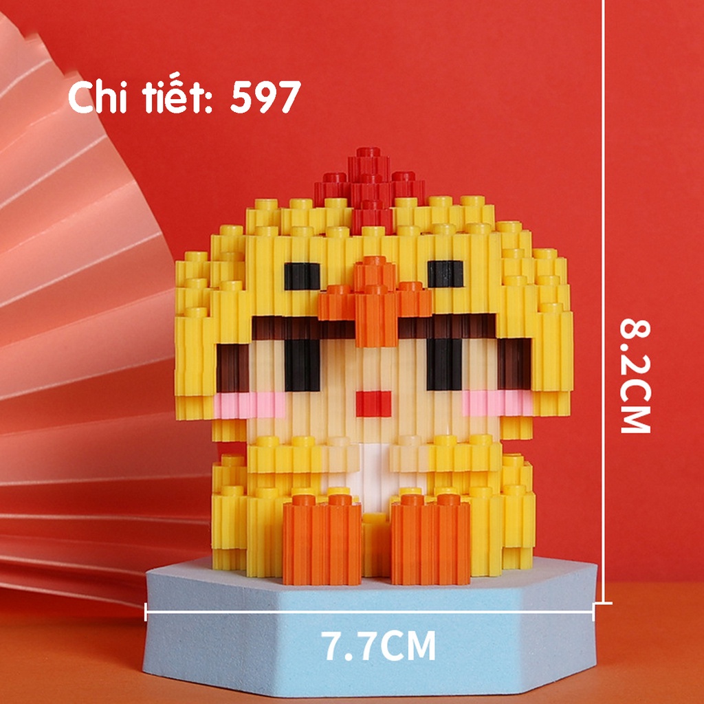Xả(Tặng quà) Mô Hình Lắp Ráp 12 Con Giáp 3D Mini Siêu Cute
