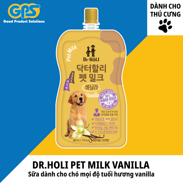 Sữa tươi dinh dưỡng cho chó hương Vani - Dr.Holi Pet Milk Vanilla 200ml