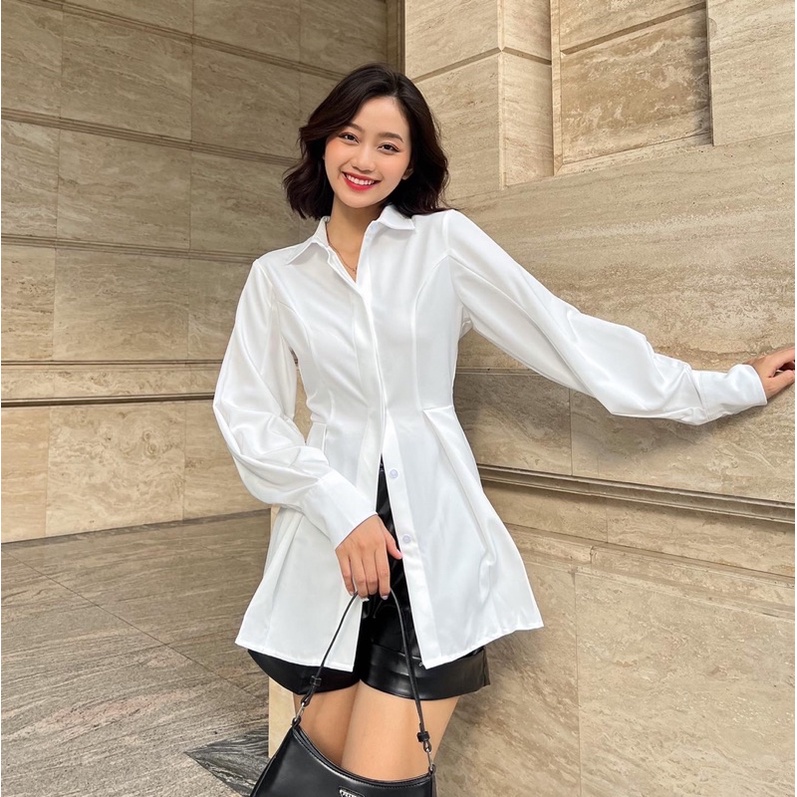 [Nhập mã LAZFASHION34-giảm 15% tối đa 99k/600k]SAP - Áo sơ mi chiết eo Nin