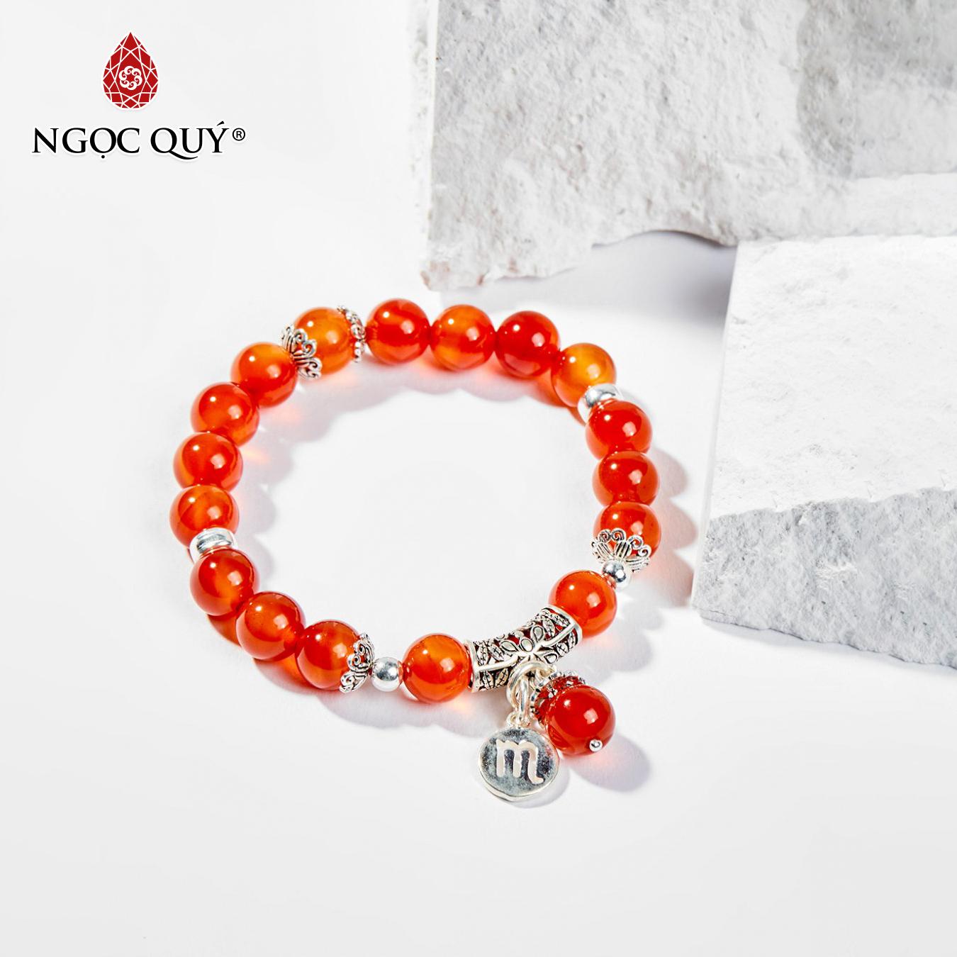 [HCM]Vòng tay 12 cung hoàng đạo đá mã não đỏ charm thiên yết size hạt 8mm - Ngọc Quý Gemstones