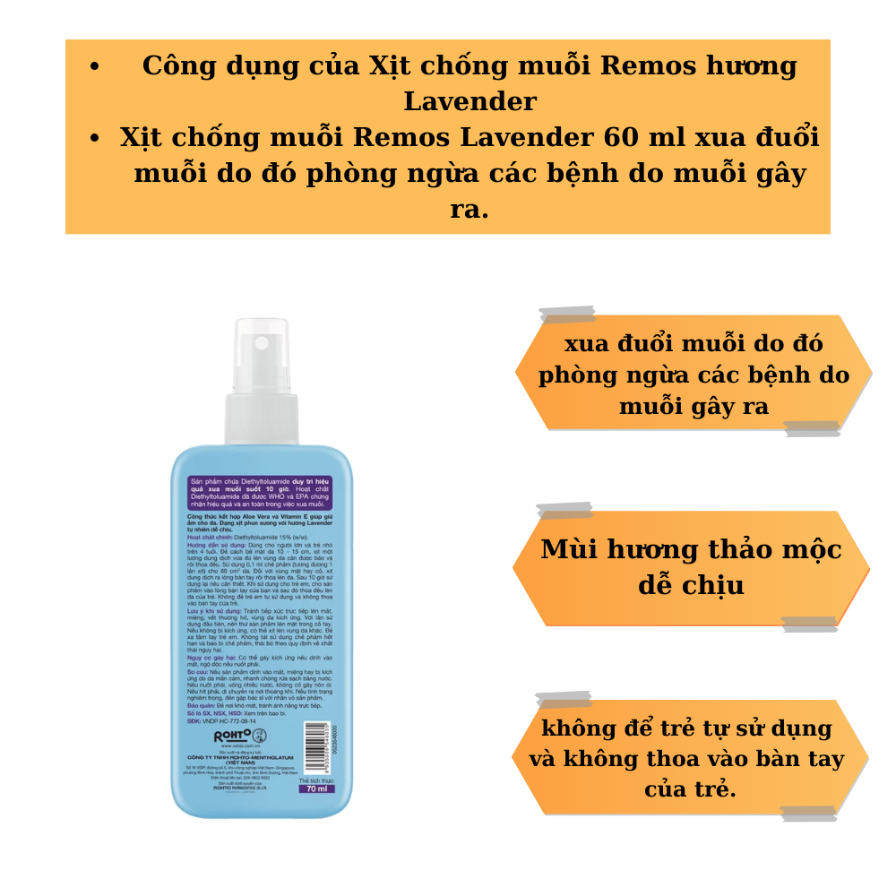 [HCM]Xịt Chống Muỗi Remos 60ml