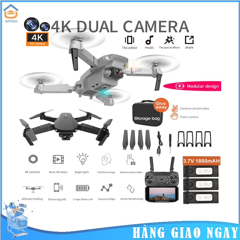 SP[Giao hàng 24H]Máy Bay Điểu Khiển Từ Xa 4 Cánh, Flycam E88 Pro, Fly cam giá rẻ, Máy Bay Không Người Lái, Play camera giá rẻ hơn F11 Pro 4k, Mavic 2 Pro, SG700, Air 2S, L900 pro, L106 pro