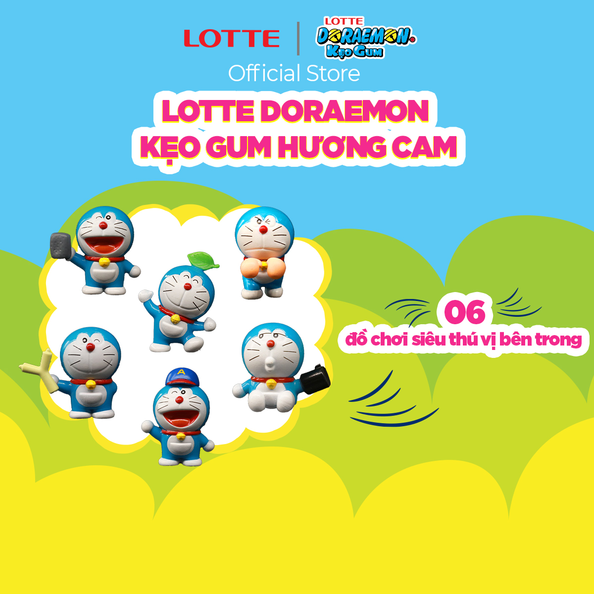 Combo 3 Bóng Lotte Doraemon - Kẹo gum hương cam 3g/hũ ( Mẫu Ngẫu Nhiên)